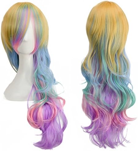 Long Curly Colorful Cosplay Wigs - Menoqi 24 Inches Curly Wigs Heat Resistant Synthetic Wig WIG165