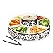 Elegant 7 Section Chips and Dip Serving Platter, Ceramic and Pressed Metal Party Centerpiece for Appetizers, Salad Bar, Divided Serving Dish with Serving Tong