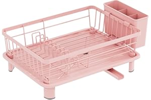 LivGrain Kitchen Countertop Stainless Steel Dish Drying Rack With Utensil Holder And Drainboard For Organized Drying And Prev