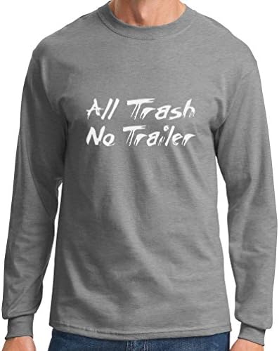 Big Men's Long Sleeve All Trash No Trailer Graphic Tee, 6X, Ath Grey