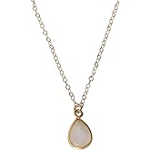 Designed By Stacey Handmade Boho Bezeled Moonstone and Raw White Diamond Jewelry, 14K Gold-Filled Chain Necklace, Gifts for Women, Birthday, Christmas, Wedding, Homecoming, 16 to 18" Adjustable Chain