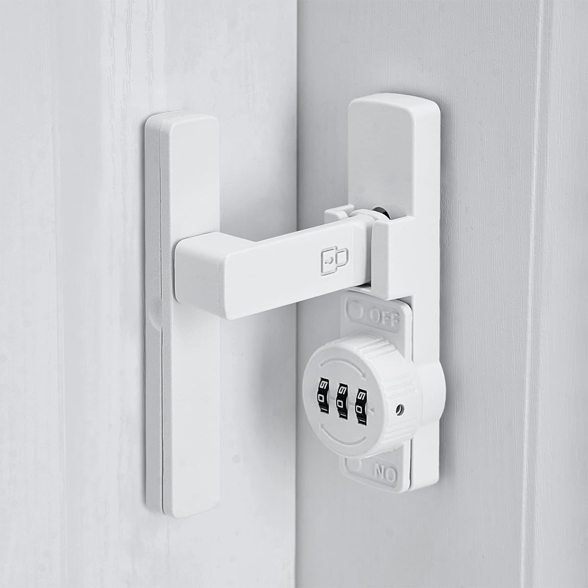 Photo 1 of INIRET White 90 Degree Barn Door Lock,Mechanical Password Lock,Flip Latch with Combination,3 Digit Password Keyless,Protect Privacy,for Barn Door,Windows,Garden,Cabinets,Bathroom,and Sliding Door