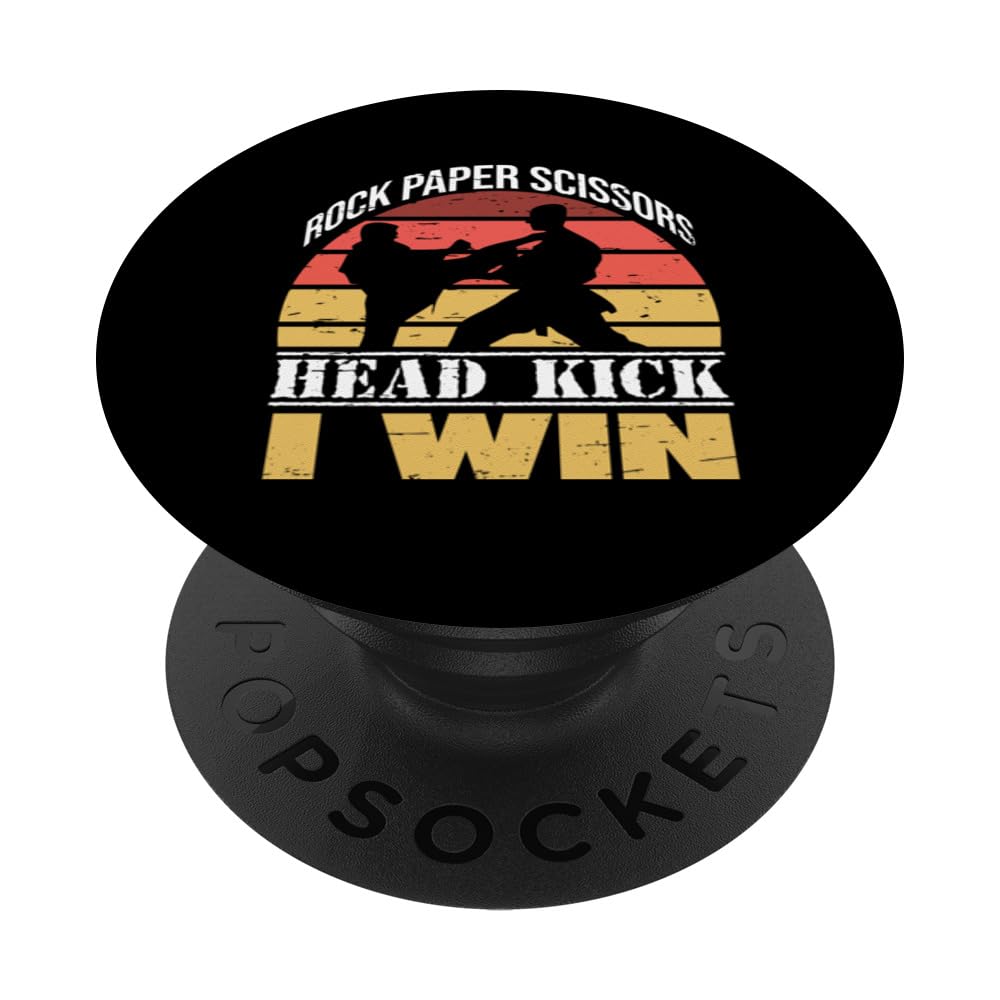 Rock Paper Scissors Head Kick I Win Martial Arts Taekwondo PopSockets Swappable PopGrip