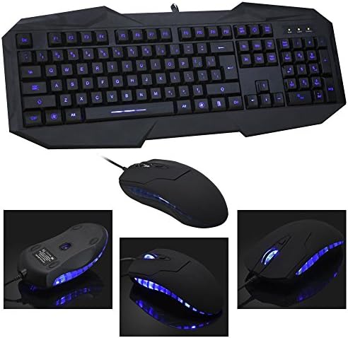 NEW Blue Light USB Wired LED Illuminated Backlit Pro Gaming Keyboard Mouse set