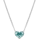 Renaiz Heart Gemstone Pendant Necklace for Women, 14K Gold Plated, Colorful Cubic Zirconia in White, Pink & Brown, Dainty Chain Jewelry, Sparkling CZ Fashion Accessory, Minimalist Gifts for Her