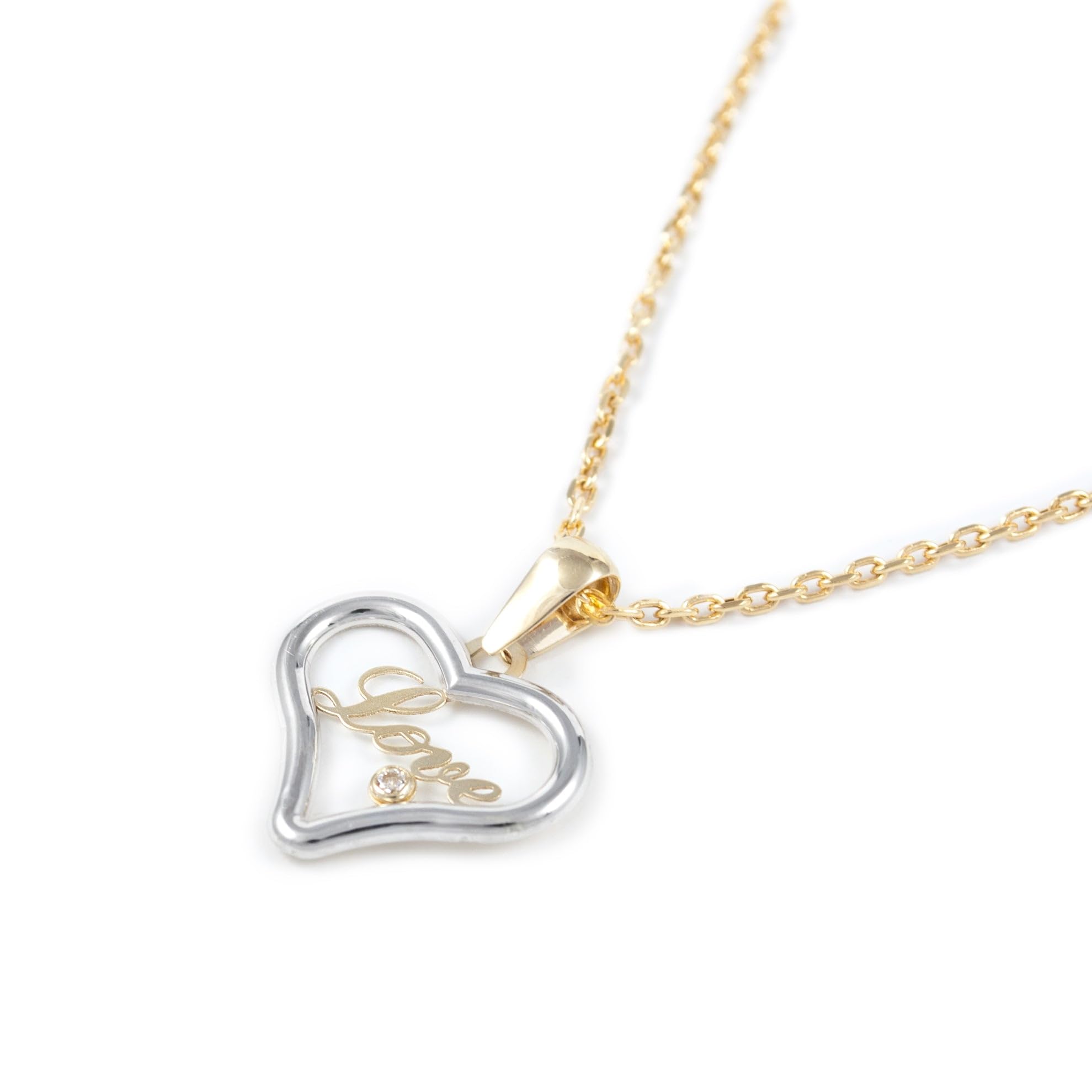 Monde Petit 9ct 2 Colour Gold heart Love Pendant