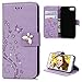 YOKIRIN iPhone 7 Case, iPhone 8 Case, 3D Handmade Crystal Rhinestone Shell Embossed Bling Floral Butterfly Folio Flip Leather Wallet Case TPU Inner Card ID Holder Wrist Strap Skin, Purple