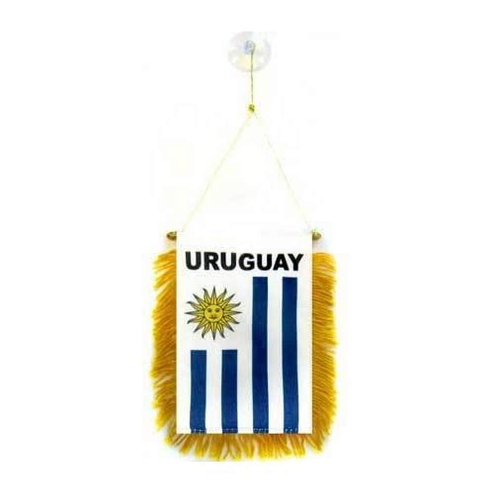 AZ FLAG - Uruguay Mini Banner - 6'' x 4'' - 100% Polyester Uruguayan Small Pennant for Car - Double-sided Flag with Suction Cup Hanger — image 1