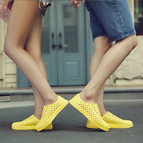 Hometom Unisex Classic Clog, Garden Clogs Mules Shoes Comfort Walking Slippers Beach Sandals Water Footwear (Yellow, US:7.5)
