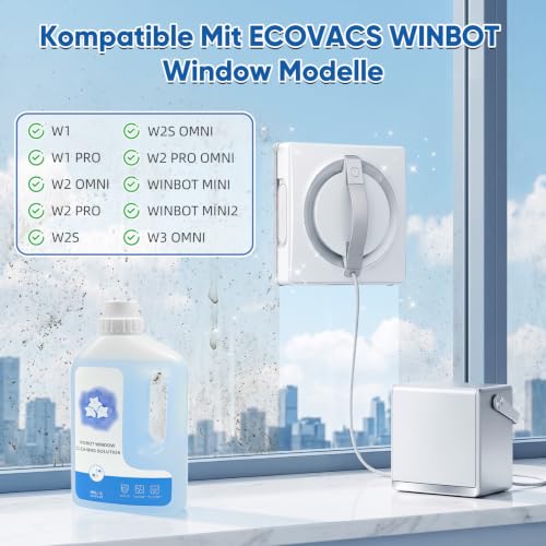 1L Window Washer for Ecovacs Winbot with Blue Bell Scent | 1L Cleaning Solution for Ecovacs Winbot W1 PRO/ W2/ W2 OMNI/ W2 PRO/ W2 PRO OMNI/WINBOT MINI/ W2S/ W2S OMNI/ W3 OMNI
