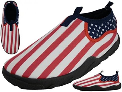 American Flag Design Water Shoes - USA style Slip-on Aqua Socks for Pool, Beach, Lake, Yoga, Exercise - MEN'S and WOMEN'S (9, WOMEN'S US FLAG)