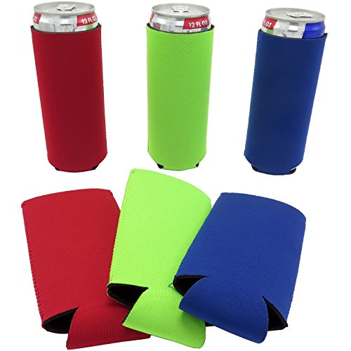 Slim Can Sleeves - Set of 6 Can Neoprene Beverage Coolers (Classic)