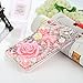 Mavis's Diary iPhone X Case, iPhone Xs Case, Full Edge Protective Plastic Case, 3D Handmade Crystal Clear Bling Diamonds Shiny Rhinestone Pearl Pink Soft Peach Blossom Hard PC Cover for iPhone X/XS