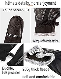 Andyshi Guantes de invierno para hombre y mujer, antideslizantes, resistentes al viento, resistente al agua, pantalla táctil, para ciclismo, esquí, running, conducción, grueso, forro polar cálido, con cremallera elástica