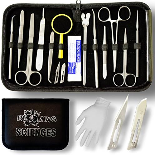 27 pcs Premium Dissection Kit For Anatomy / Botany / Veterinary / Biology Medical Students with Extra Disposable Gloves and Scalpel Blades Stainless Steel Tools Set
