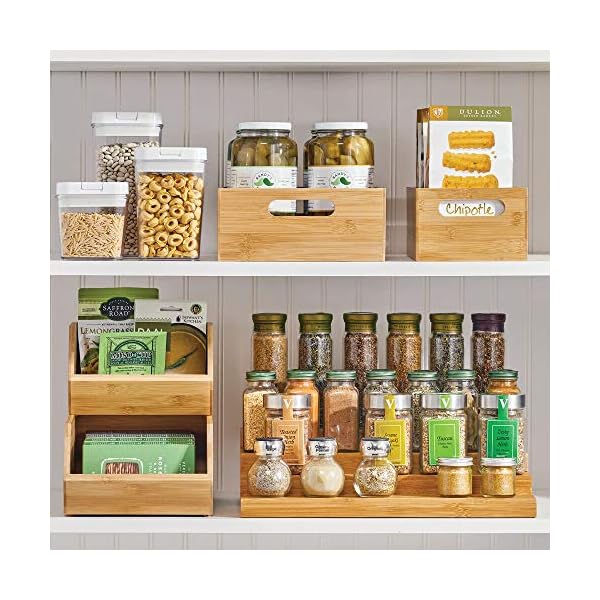 mDesign-Kitchen-Storage-Box--Practical-Storage-Tray-with-Integrated-Handles--Open-Bamboo-Cupboard-Organiser-for-Kitchen-Utensils--Natural mDesign Kitchen Storage Box – Practical Storage Tray with Integrated Handles – Open Bamboo Cupboard Organiser for…