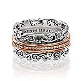 PZ Paz Creations .925 Sterling Silver and Rose Gold Over Silver Spinner Ring