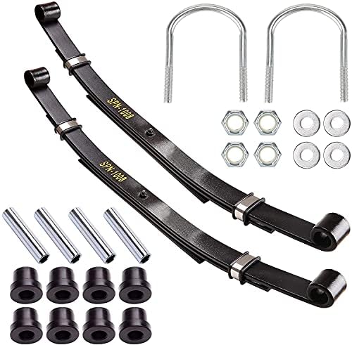10L0L Golf Cart Heavy Duty Rear 3-Leaf Spring Kit with Bushings & Sleeves & U Bolts for Club Car DS G&E 1981-up (2 Packs) 10L0L Golf Cart Heavy Duty Rear 3-Leaf Spring Kit with Bushings & Sleeves & U Bolts for Club Car DS G&E 1981-up (2 Packs)