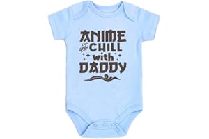 Anime and Chill with Daddy Baby Bodysuit Cute Funny Infant Romper Soft Cotton Newborn Outfit Gift for Anime-Loving Dads
