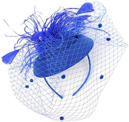 ZEELIY Headpiece Fashion Adult Hairbands Women's Feather Mesh Net Veil Party Hat Hair Pin Cocktail Headwear Women Headband