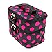 BONAMART Small Cosmetic Makeup Organizer Bag, Double Layer Black Pink Dot Travel Toiletry Bag With Mirror (7.87 x 4.72 x 5.51 inches) - SALE