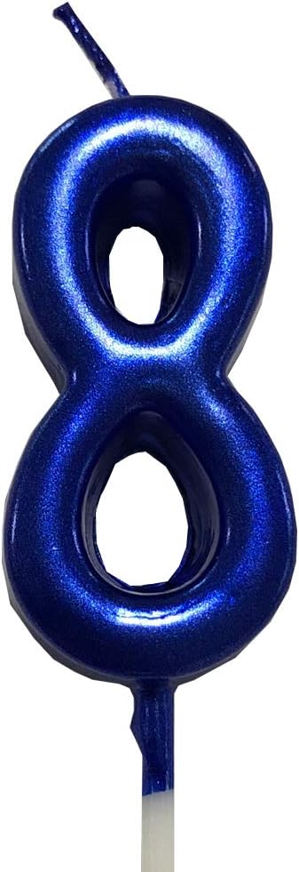 PartyMart Number 8 Metallic Candle, Navy Number 8