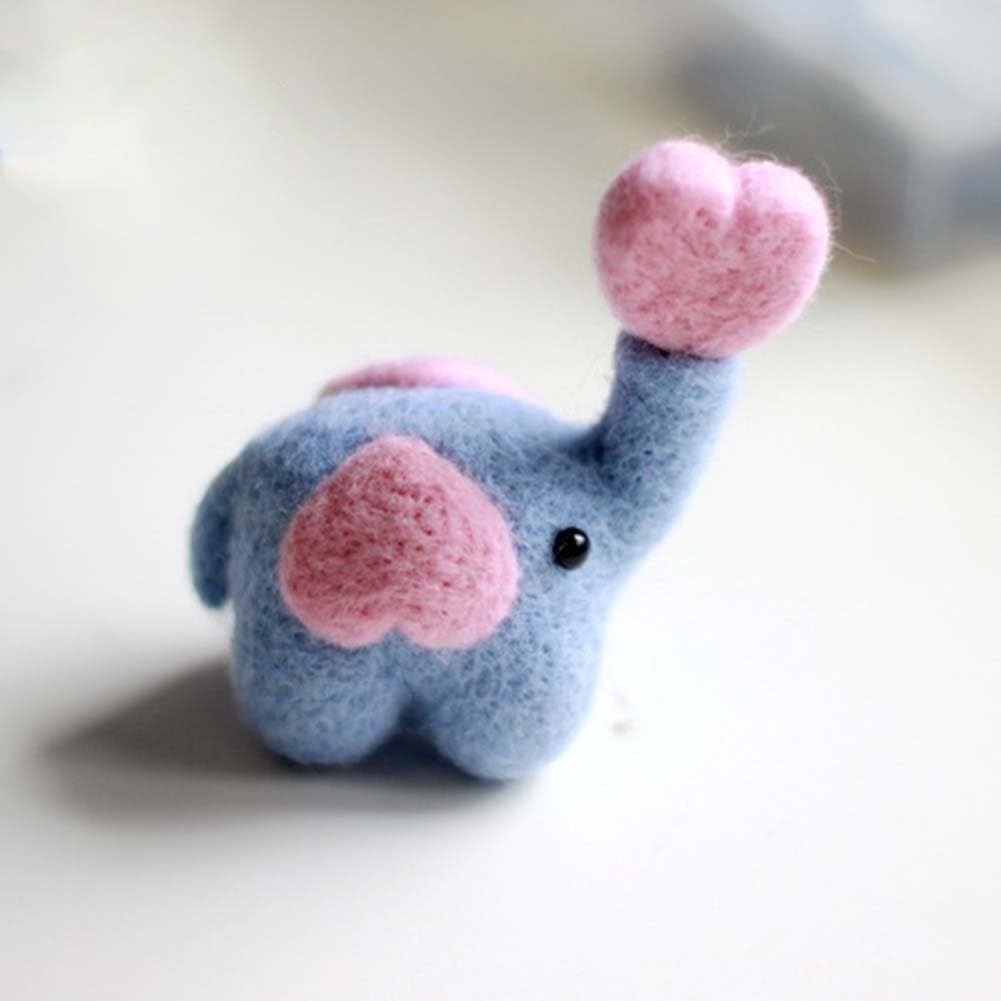 Zanza DIY Handmade Needle Felting Craft Wool Felt Kit Zoo Animals Series (Honey Elephant)