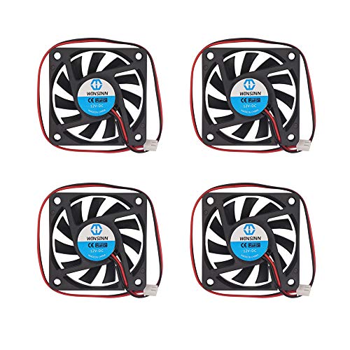 WINSINN 60mm Fan 12V DC Brushless Quiet Cooling 6010 60x10mm For PC Computer Case CPU Graphics Card - 2Pin 0.15A 1.8W 3500+-10% RPM (Pack of 4Pcs)