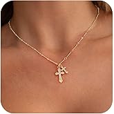 KICKGY Cross Necklace for Women,Dainty Gold Necklace 14k Gold Plated Small Cross Pendant Necklace Simple Gold Cross Necklaces for Women Cute Gold Cross Choker Necklaces Trendy Gold Jewelry Gifts