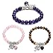 Jovivi 8MM Natural Amethyst/Rose Quartz/Tiger Eye Gemstone Healing Point Tree Life Lucky Charm Stretch Bracelet