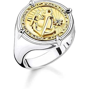 THOMAS SABO Unisex Ring Glaube, Liebe, Hoffnung 750 Gelbgold Vergoldung, 925 Sterlingsilber, Geschwärzt TR2246-849-39