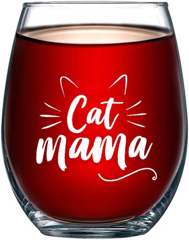 Yalucky Cat Mama Wine Glass Mothers Day Gifts for Wife from Husband Daughter Son-Mum Gifts -Funny Birthday Gift for Wife,New Mum,Mom to be,Pregnant Mom,cat Lover Funny Gift - Image 3