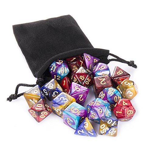 35 Pieces Polyhedral Dice, Double-Colors Polyhedral Game Dice with 5 Pack Black Pouches for RPG Dungeons and Dragons Pathfinder DND RPG MTG D20 D12 D10 D8 D4 Table Game