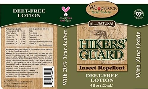 Woodstock Herbal Products - Hikers' Guard Insect Repellent Deet-Free Lotion-4floz