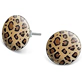 Leopard Print Animal Spots Novelty Silver Plated Stud Earrings