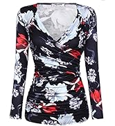 Zeagoo Women's Deep V Neck Long Sleeve Unique Cross-Front Wrap Sexy Slim Fit Fashion Tops
