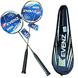 KEVENZ 2-Pack Badminton Rackets, Professional Carbon Fiber Badminton Racquets, Fabric Carrying Bag All Included - Red and Black Badminton Racket