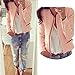 Women Fashion Casual Long Sleeve O Neck Front Zipper Pink Coat Jacket (L)