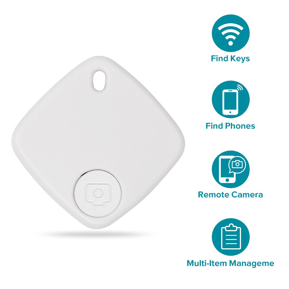 Key Finder Wireless Smart Tracker for Phone, Wallet, Keys Luggage Set Personal Belongings, Support Bluetooth Connection, Remote Control by Illumifun (White)