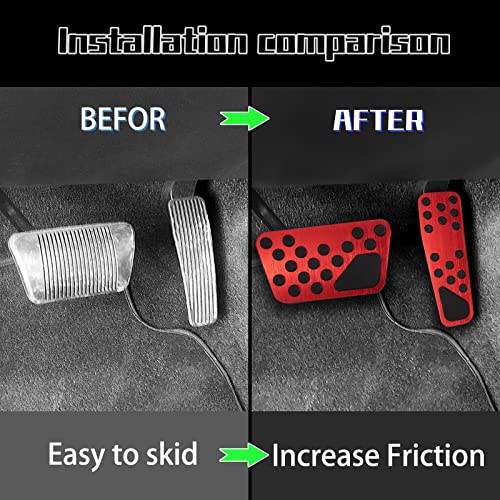 WORCAS No Drill AntiSlip Aluminum Gas Brake Pedal Cover,Accelerator