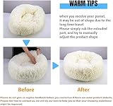 Nepfaivy Calming Donut Dog Cat Bed 23.6in Round Plush Non-Slip Washable Coffee view 7