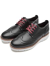 LAOKS - Zapatillas de vestir para hombre con diseño de alas de Oxford, para viajes, negocios, casuales, con encaje