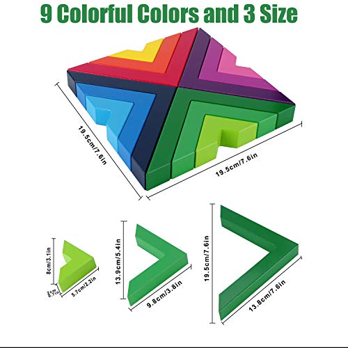 USATDD Wooden Rainbow Stacking Game Stacker Geometry Building Blocks Creative Nesting Educational Toys Kids Toddlers (Rainbow Stacking Game)
