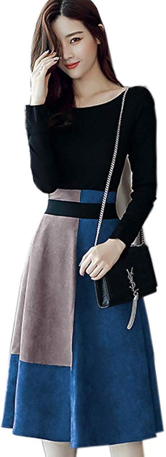 Amazon Co Jp ワンピース レディース トップス スカート 2点 セット セパレート スウェード ワンピース風 秋 冬 春 長 服 ファッション小物