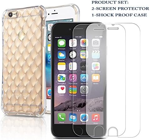 iPhone 6/6S Screen Protector,MACACI,Tempered Glass Screen Protector with TPU Shockproof Case for Apple iPhone 6 and iPhone 6s (Case + 2X Screen Protector)4.7