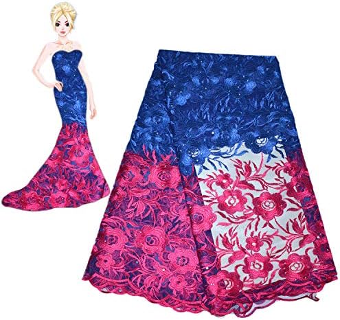 KENLACE 2018 Latest French Net Lace Fabric African Lace Fabric with Embroidery Mesh Tulle Lace Fabric Nigerian Lace (Blue)
