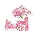 Newborn Baby Swaddle Blanket Hospital Hat and Headband Value Set,Receiving Blankets, Pink Flower
