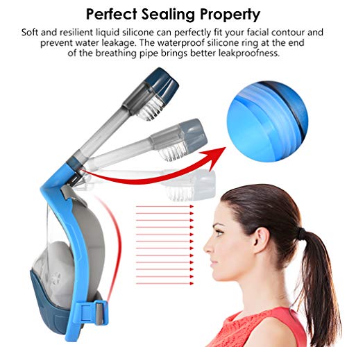 RUNACC Full Face Snorkel Mask Set Foldable Snorkeling Diving Mask for Adults and Kids with 180°Large View, Detachable Camera Mount, Storage Bag, Waterproof Phone Pouch and Earplug, S/M