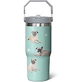 Pug Travel Cup for Dog Lover,30 oz Pug Vacuum Insulated Tumbler with Handle