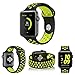 OULUOQI for Apple Watch Band 38mm, Soft Silicone Replacement Band for Apple Watch Series 3, Series 2, Series 1, Sport , Edition, M/L Size ( Black/Volt Yellow )
